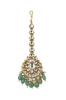 Gold Plated Beads & Stones Maang Tikka