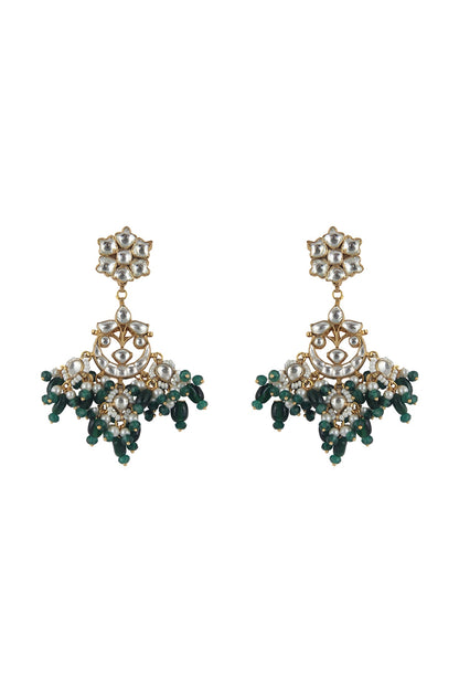 Gold Plated Jadtar Stone Earrings