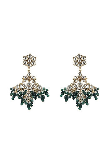 Gold Plated Jadtar Stone Earrings