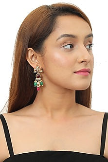 Gold Plated Multi Colored Beaded Earrings