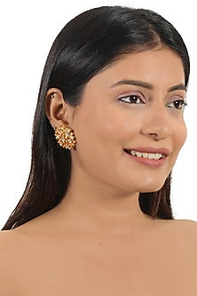 Gold Finish Pink Jadau & Pearl Choker Necklace Set