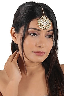 Gold Plated Jadtar & Pearl Maangtikka