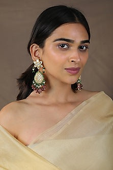 Gold Finish Jadau & Pearl Rajwadi Long Necklace Set
