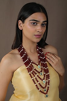 Gold Finish Emerald Layered Necklace