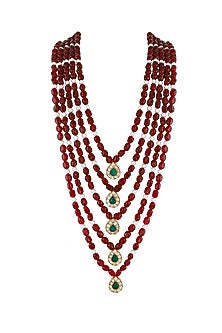 Gold Finish Emerald Layered Necklace