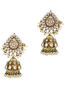 Gold Finish Jadau & Pearl Choker Necklace Set