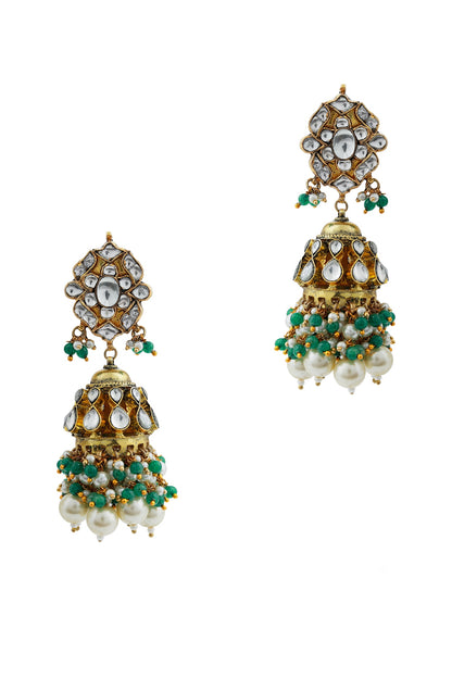 Gold Finish Jadau & Pearl Choker Necklace Set