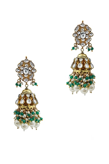 Gold Finish Jadau & Pearl Choker Necklace Set