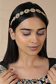 Gold Finish Jadau & Glass Beaded Mathapatti