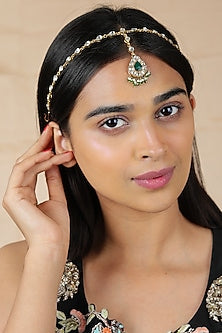 Gold Finish Jadau & Pearl Mathapatti