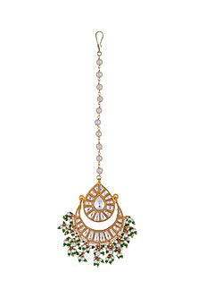 Gold Finish Jadau & Pearl Maangtikka