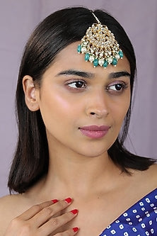 Gold Finish Jadau & Pearl Maangtikka