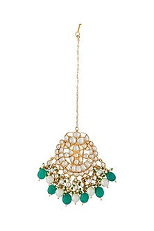 Gold Finish Jadau & Pearl Maangtikka