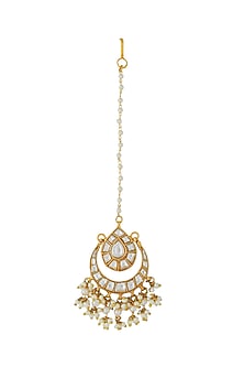 Gold Finish Jadau & Pearl Maangtikka