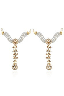 Gold Finish Jadau Hathphools (Set of 2)