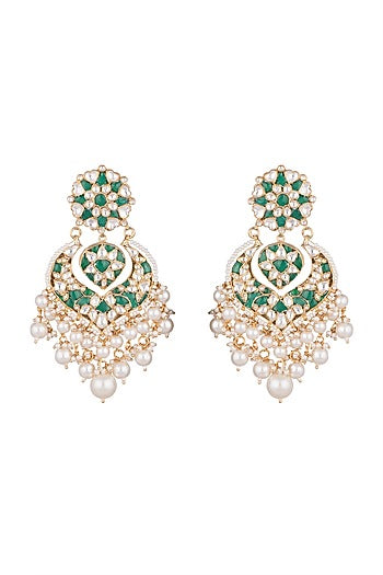 Gold Plated Pearl Drop Chandbali Earrings