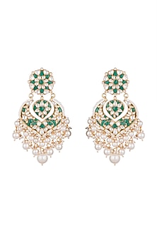 Gold Plated Pearl Drop Chandbali Earrings