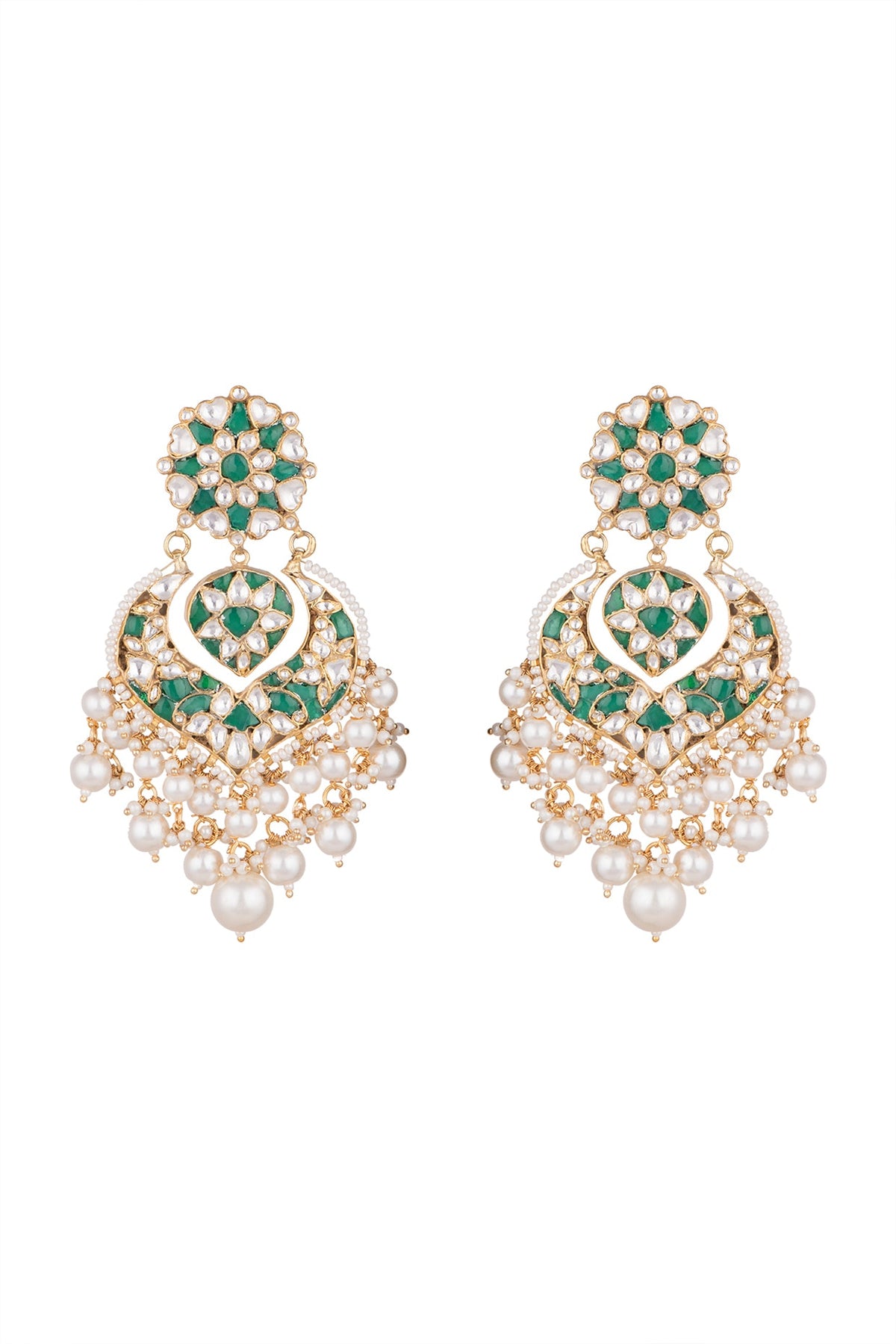 Gold Plated Pearl Drop Chandbali Earrings