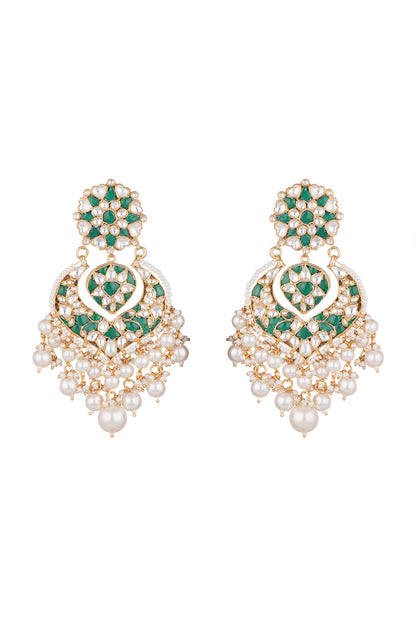Gold Plated Pearl Drop Chandbali Earrings