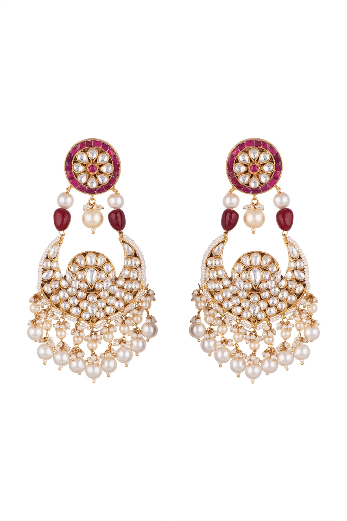 Gold Plated Pearl Chandbali Earrings