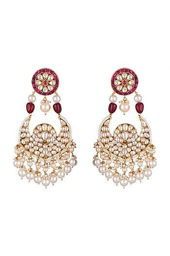 Gold Plated Pearl Chandbali Earrings