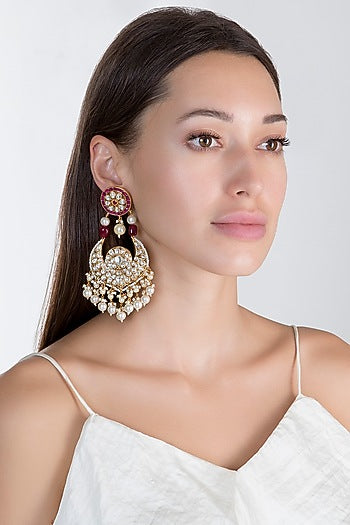 Gold Plated Pearl Chandbali Earrings