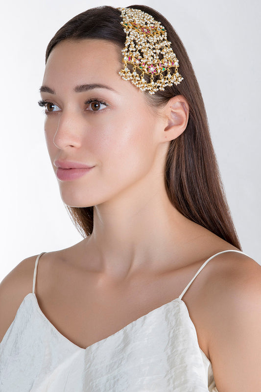 Gold Plated Pearl & Jadtar Stone Passa