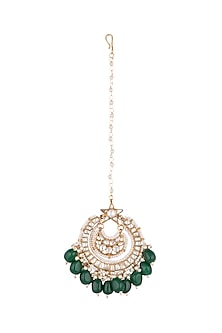 Gold Plated Jadtar Stone Maang Tikka