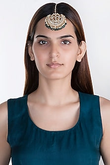 Gold Plated Jadtar Stone & Pearl Maang Tikka