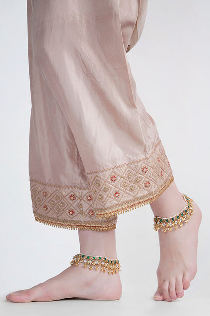 Gold Plated Jadtar Stone & Pearl Anklets