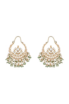 Gold Plated Stone & Pearl Bali Earrings