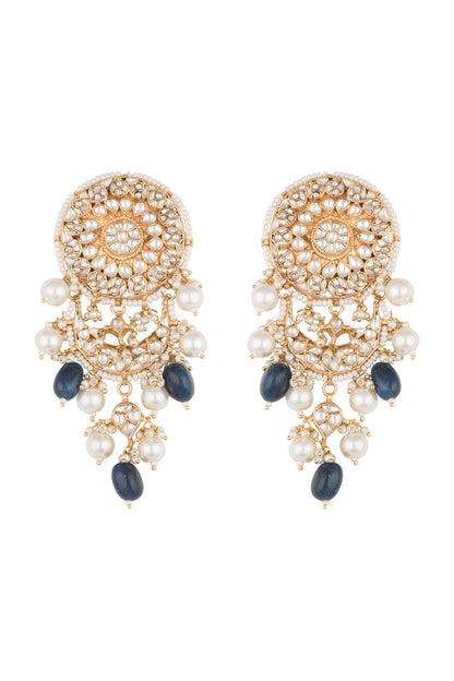 Gold Plated Stone & Pearl Stud Earrings