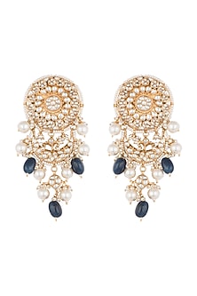 Gold Plated Stone & Pearl Stud Earrings