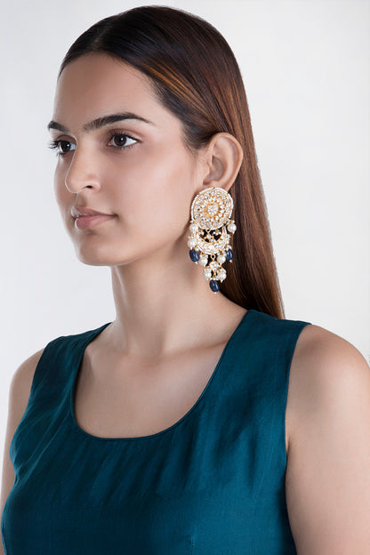 Gold Plated Stone & Pearl Stud Earrings