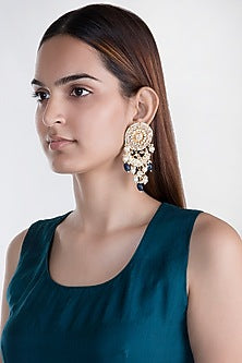 Gold Plated Stone & Pearl Stud Earrings