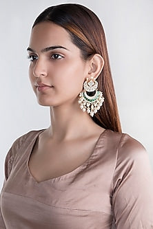 Gold Plated Jadtar Stone Chand Earrings
