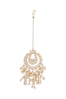 Gold Plated Bead & Pearl Maang Tikka