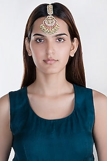 Gold Plated Jadtar Stone Bridal Maang Tikka