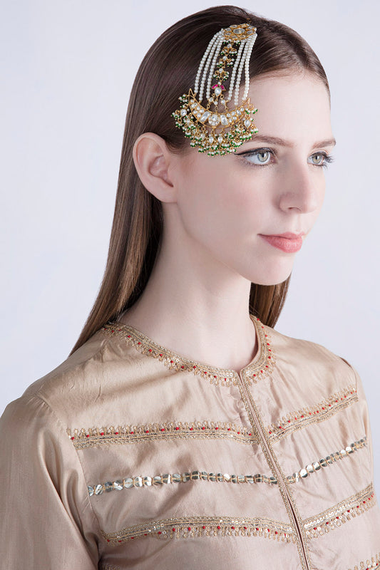 Gold Plated Jadtar Stone Passa