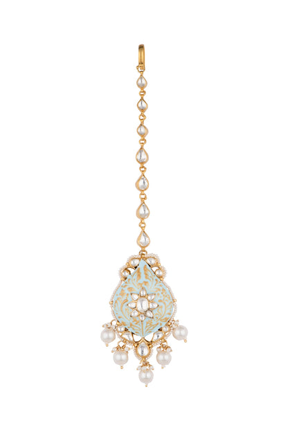 Gold Plated Meenakari Beaded Maang Tikka