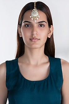 Gold Plated Meenakari Beaded Maang Tikka
