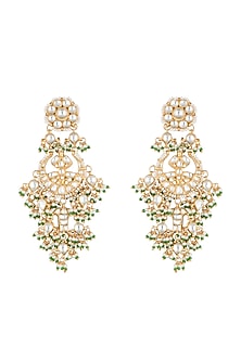 Gold Plated Three Layered Chandbali Earrings