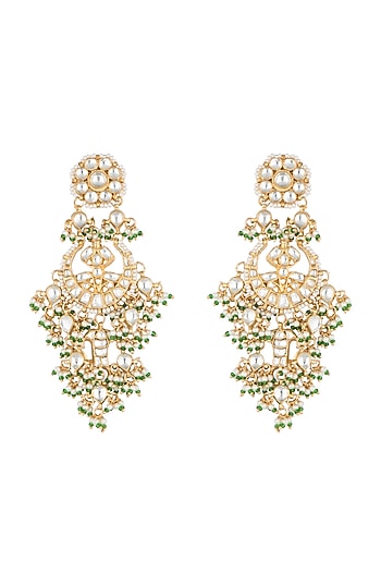 Gold Plated Three Layered Chandbali Earrings