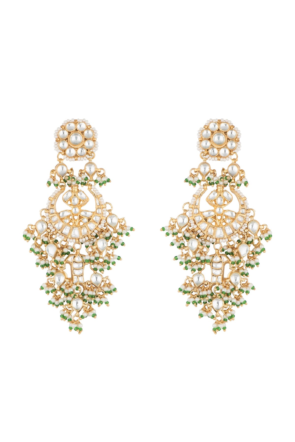Gold Plated Three Layered Chandbali Earrings