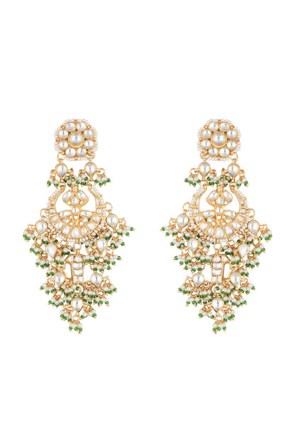 Gold Plated Three Layered Chandbali Earrings