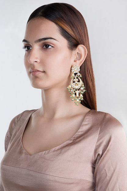 Gold Plated Three Layered Chandbali Earrings