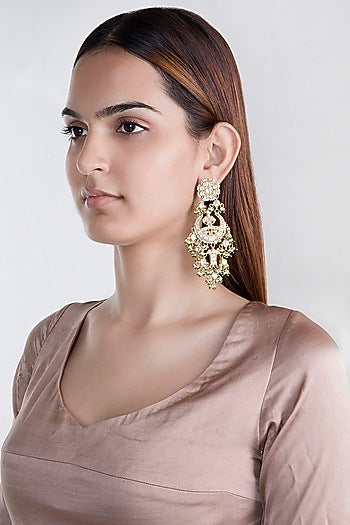 Gold Plated Three Layered Chandbali Earrings