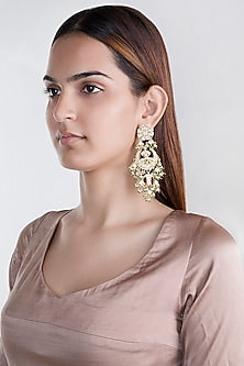 Gold Plated Three Layered Chandbali Earrings