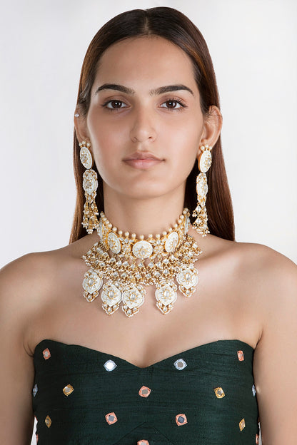 Gold Plated Meenakari Choker Necklace
