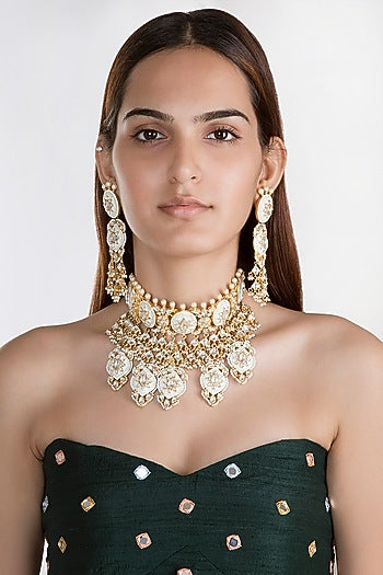 Gold Plated Meenakari Choker Necklace
